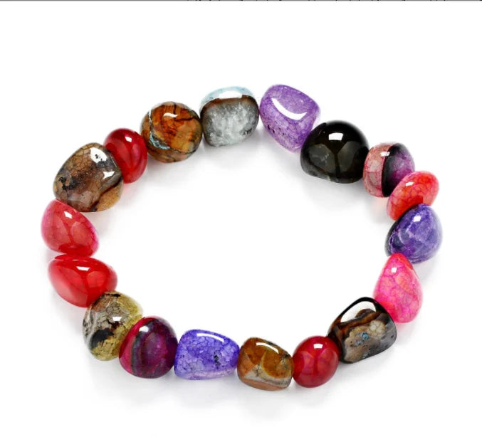 Irregular Charm Alashan Colorful Agate Geode Healing Chip Natural Stone Bracelet