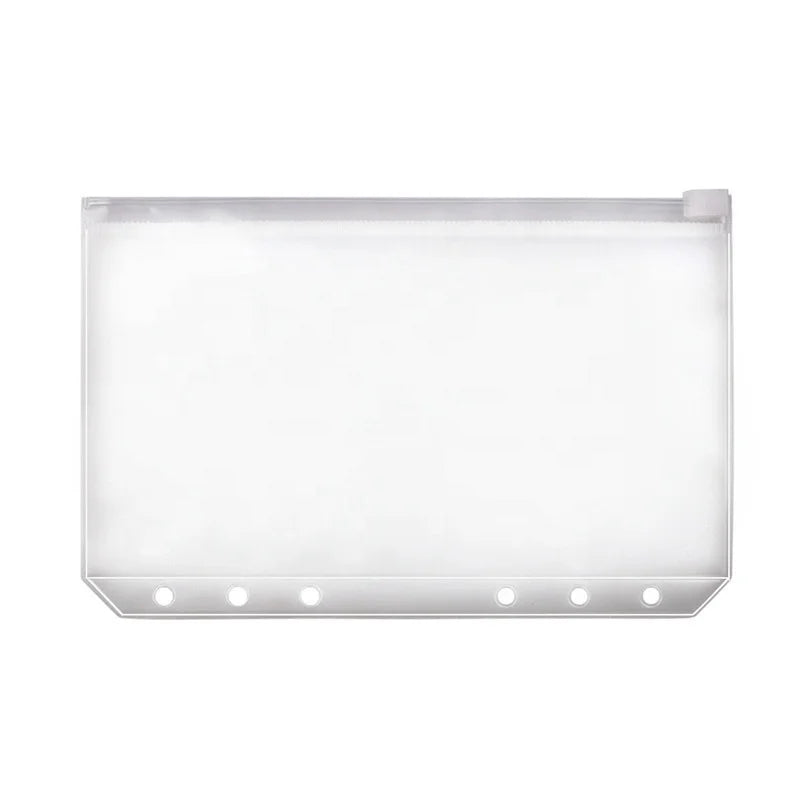 Binder Pocket 6 Holes Loose Leaf Bags A6 Size Binder Zipper Folders Plastic File Document Bags