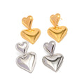 Manufacture Custom Service Trendy Smooth Heart-Shaped 18K Stainless Steel Stud Earrings for Women Gold