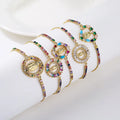 Fashion Jewelry Bracelet 18K Gold Plated Mixed Color Zircon Virgin Mary Bracelet Female Religious Jewelry