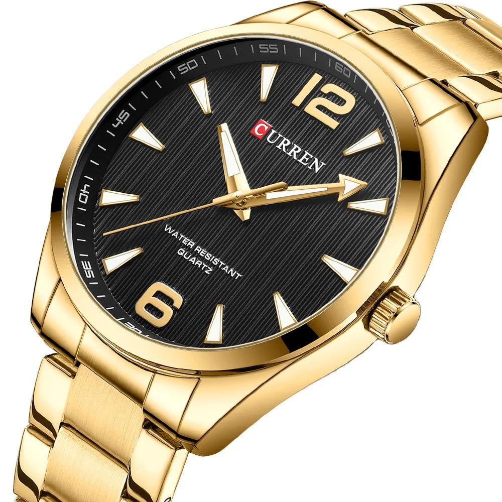 CURREN 8434 Men's New Fashion Stainless Steel Band Wristwatches Classy Business Style Luminous Hands Oval Case Sport Male Gift