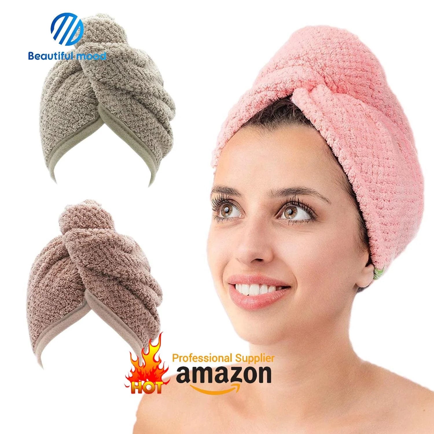 Wholesale Custom Microfiber Hair Turban Wrap Towel for Women Quick Dry Soft and Comfortable Waffle Material for Bath Home Use