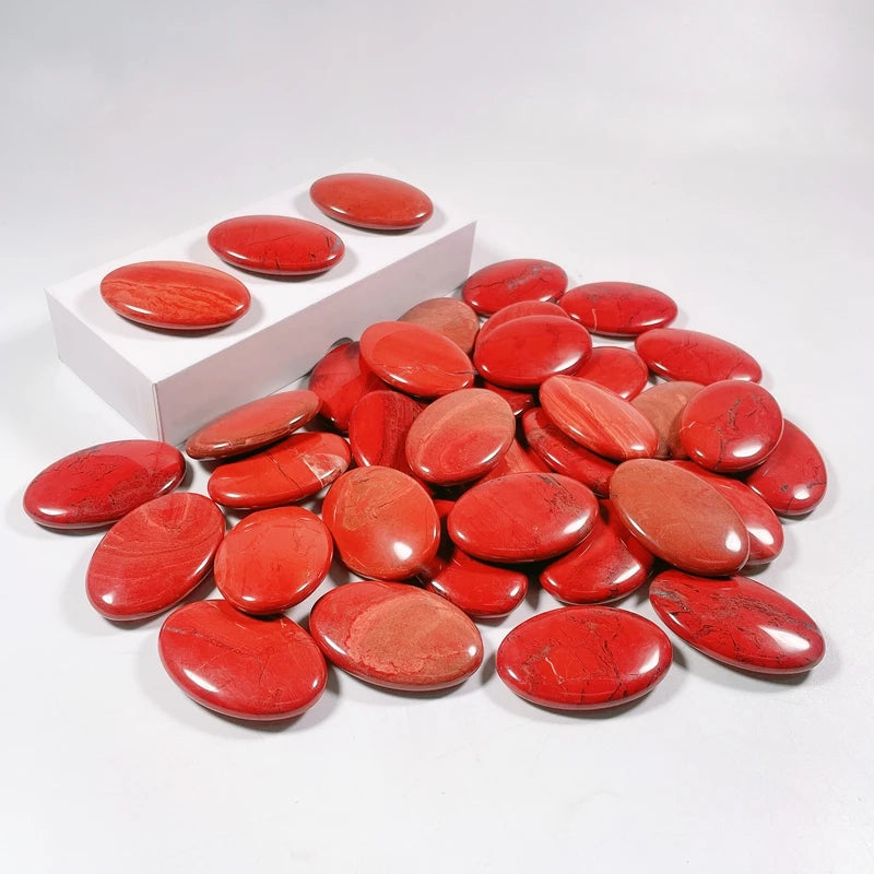 Hongzhuo Natural Gemstone Red Jasper Bulk Engraved Smooth Pocket Stones for Valentine's Day Lucky Charm Crystal Crafts
