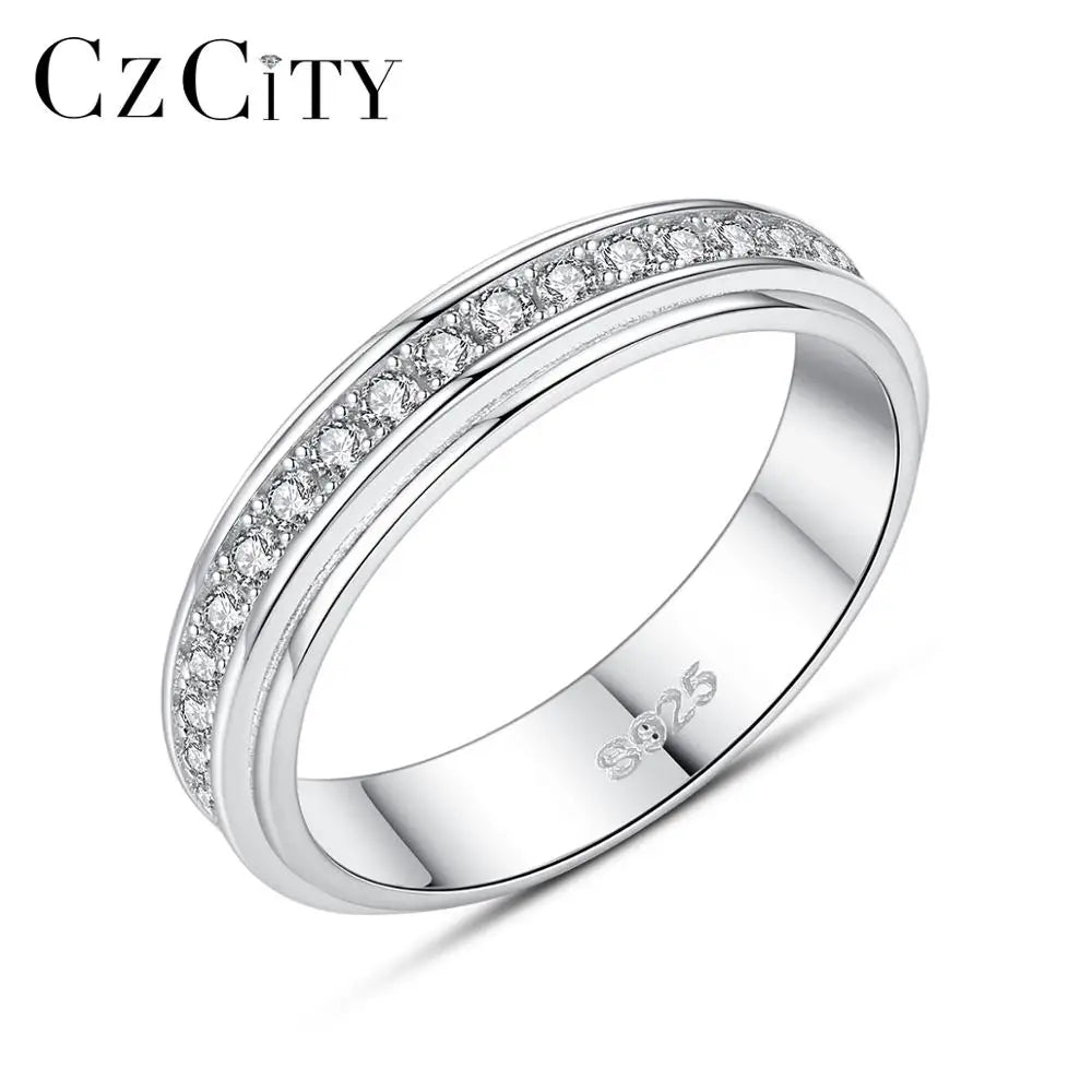CZCITY New Arrival Cubic Zirconia Couple Rings for Engagement 925 Sterling Silver Jewelry Engagement Rings