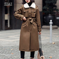 Winter Padded Coat Women's Mid-length New Style Plus Velvet Pie Overcoming the Waist Cotton Coat