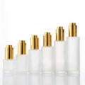 Stock Supply Flat Shoulder Glass Dropper Bottle with Gold Silver Cap Whole Price for Skincare Serum Essential Oil Cosmetic Pack