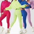 Custom Logo Recyle Yoga Two Piece Pant Set Women Sportswear  Zip up Jacket and High Waist Legging Activewear Yoga Set