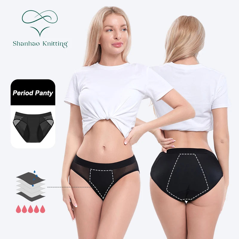 Shanhao Plus Size Leakproof Panties High-cut Briefs Period Panties Bamboo Bragas Menstruales Heavy Flow Menstrual Panties