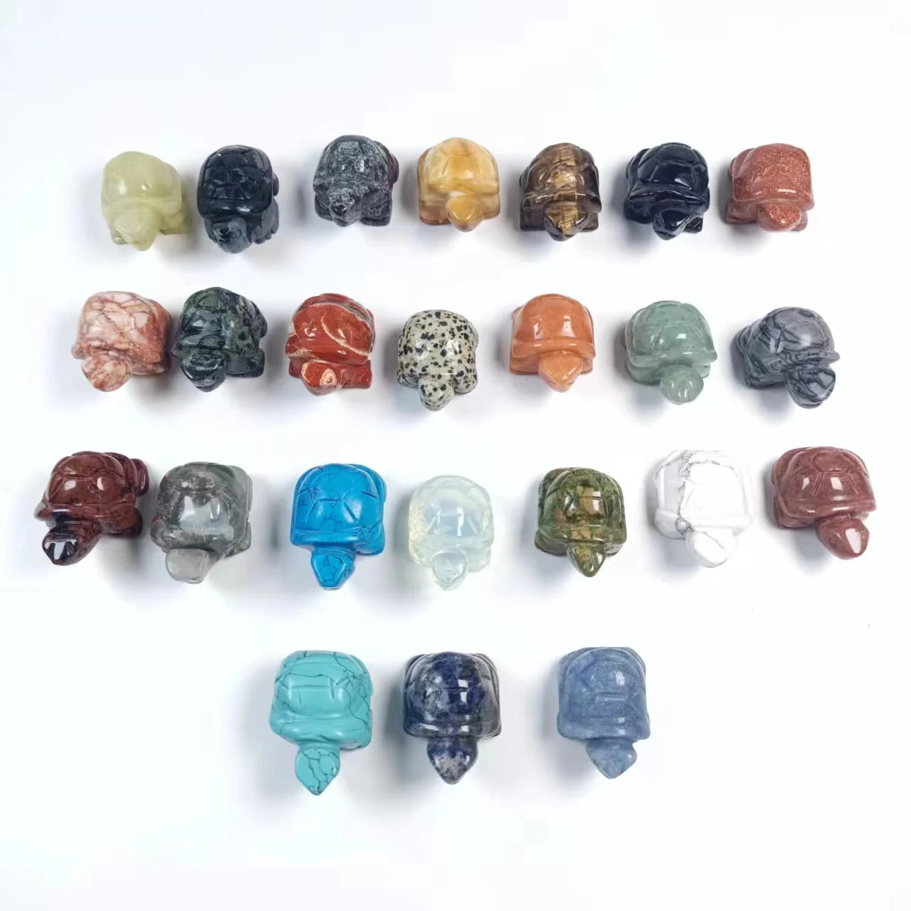 24 Kinds Gemstone Turtle Hand Carved Crystal Tortoise Statue Crystal Animal for Gift Wholesale