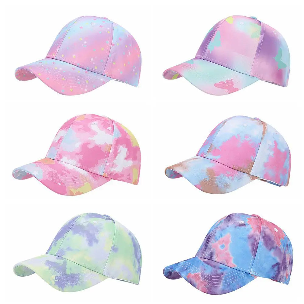 Landfond New Fashion Tie Dye Baseball Cap Kids Summer Sun Sports Cap Adjustable Sun Caps Outdoor Hat