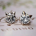 CAOSHI Dainty Lovely Cat Gifts Round Zircon Stud Earrings Cubic Zirconia Beautiful Minimal Gold Cute Earrings Women