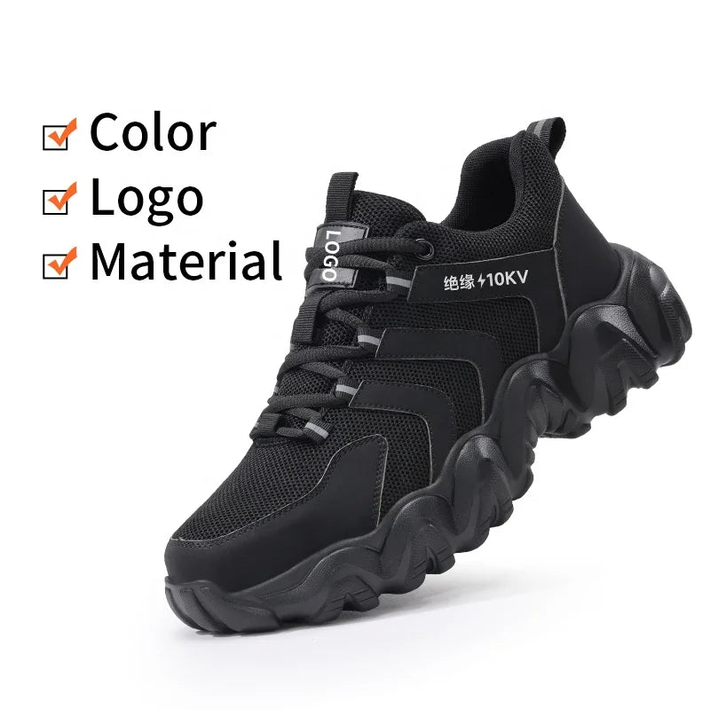 GUYISA New Black Sports Anti - Puncture 10KV Insulated Qualified Plastic Toe Cap Labor protection Shoes