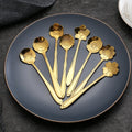 Metal Coffee Tea Spoon Short Handle Sunflower Shape Stainless Steel Stirring Spoon