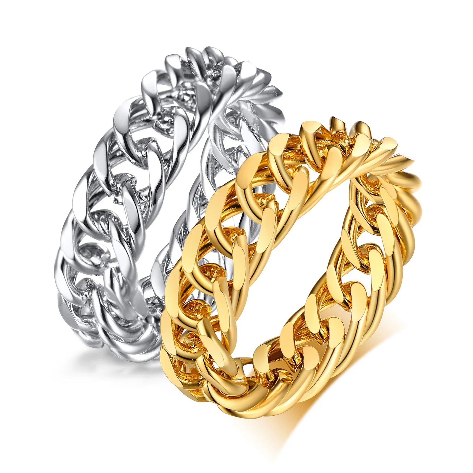 Fashion Rings Hip Hop Jewelry Women Stainless Steel Simple Fingers Anxiety18k Gold Ring Dainty Stylish Chain Rings for Girls
