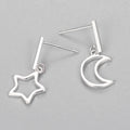 925 Sterling Silver Star Moon Stud Earrings for Women Fashion Jewelry Cute Earring