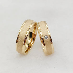 Classic Western 18K Gold Plated Stainless Steel Handmade Men's Women's Wedding Bands Engagement Bridal Sets Men Women Couples