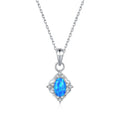 Fashion Wholesale Oval Shape 925 Sterling Silver Jewelry Necklace Elegance Blue Opal Pendant Necklace for Women