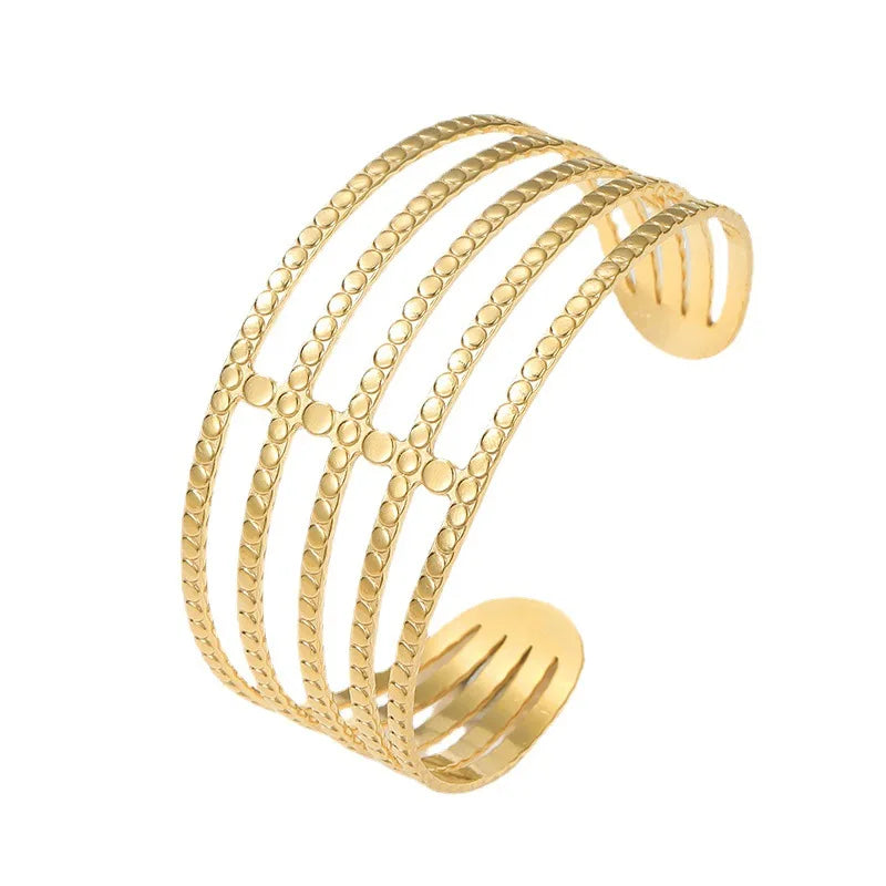 2026 New Women's Jewelry Wholesale Non Tarnish Stainless Steel Hollow Bangle