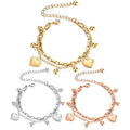 Women's Fashion Multilayer Stainless Steel Charm Bracelet Blank Heart Silver/Gold/Rose Gold-Gift for Women