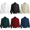 Wholesale Medieval Viking Pirate Top Vintage Renaissance Mens Shirts Costume Ruffle Collar Nordic Retro T-shirt