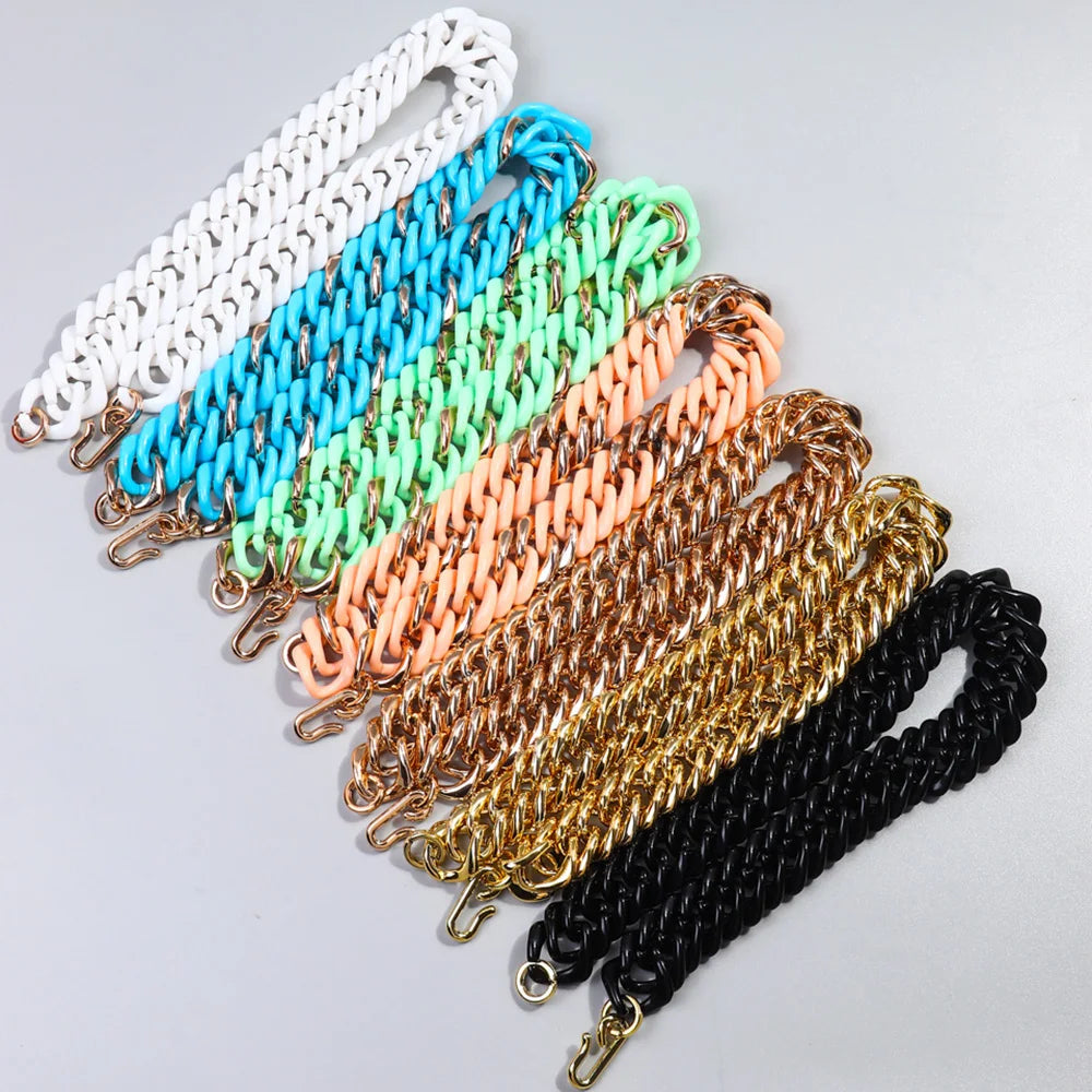 Hip Hop Pop Special Colorful Mashup Custom Gold Choker Resin Collar Cool Boy Thick Cuban Chain Acrylic Necklace Fashion Jewelry