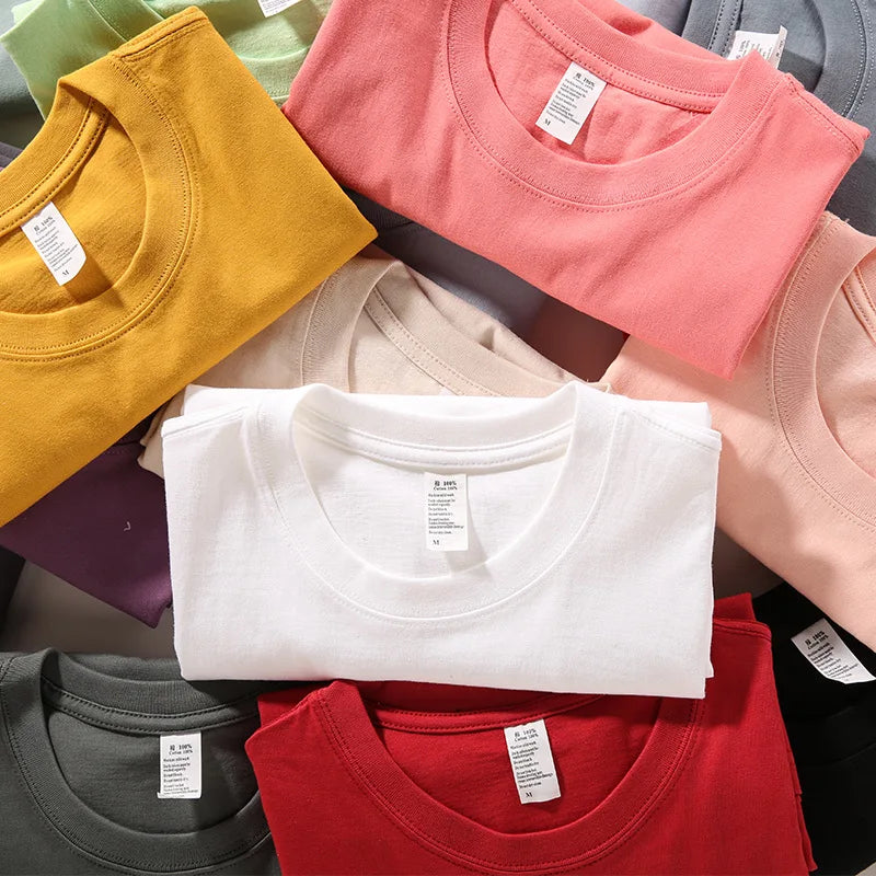 Wholesales 260 Gsm T Shirts for Men and Women Plain Soft Cotton Regular Fit Summer Uniform Multiple Color T-shirts