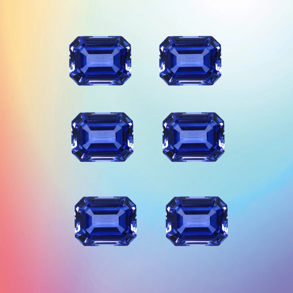 Emerald Cut Sapphire Beads Yellow Lab Grown Blue Sapphire Stone Sapphire Emerald