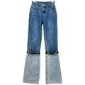 OUDINA New Point Paint Contrast Color Casual  Patchwork Pantalones Denim Trousers Women Washed Jeans Pants for Women