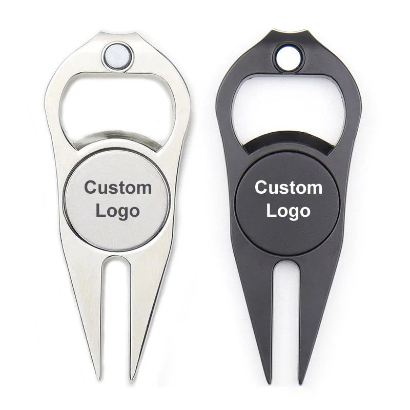 Wholesale Golf Accessories Custom Logo 2 in 1 Metal Golf Divot Tool with Bottle Opener Golf Repair Tool