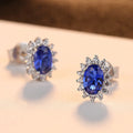 S925 Sterling Silver Flower Earrings Kashmiri Silver Velvet Royal Blue Earrings Real Silver Zircon Prong Setting Women Earring