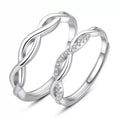 Fashion 925 Silver Plated Zircon Crystal Engagement Band Adjustable Couple Rings Jewelry for Lover
