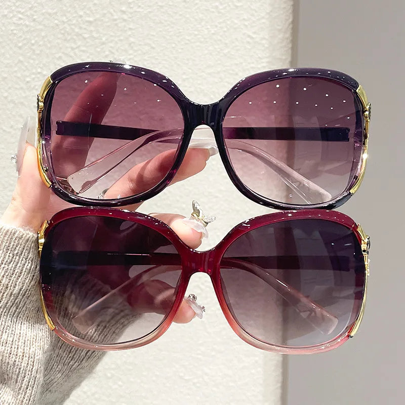 Large Frame Women's Sunshade Glasses Hollow Thick Cute Peach Heart Shaped Round Oversized UV400 Protection Sunglasses