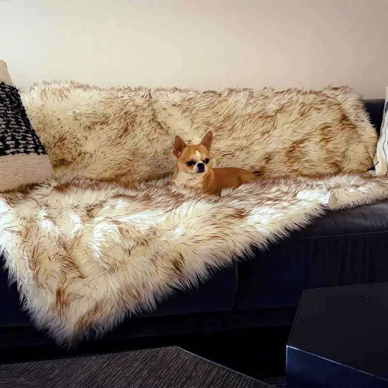 IVY PET Supplier Custom Size Dog Cage Blanket Logo Long Plush Blankets Fur Puppy Blanket Sofa Cover