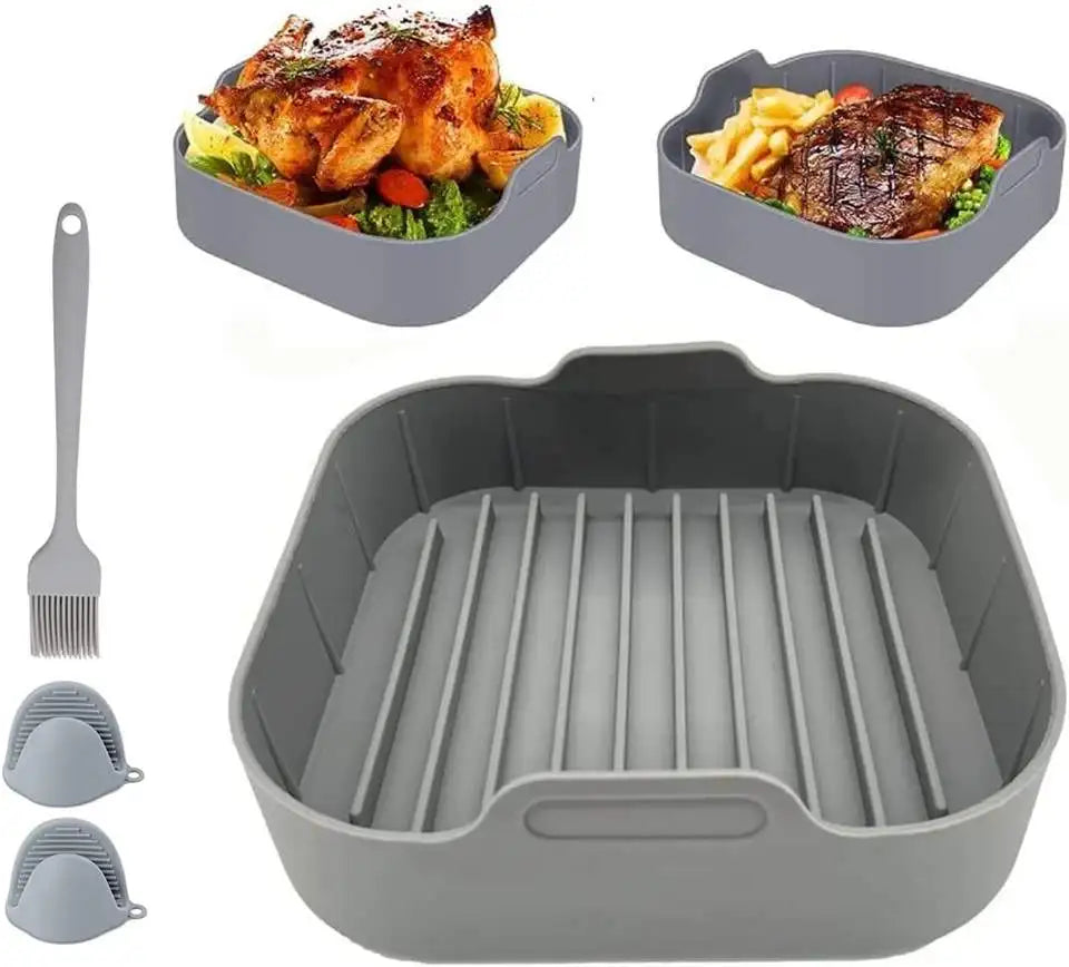 Wholesale Air Fryer Pot with Durable Non-Stick Silicone Baking Mat Hot Sale Kitchen Food Grate Silicone Air Fryer Pot