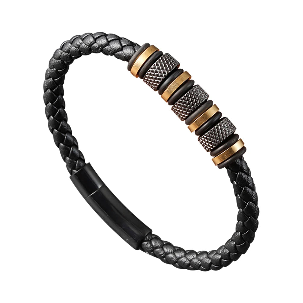 Western Classic Men's Leather Bracelet New Style Hand-Woven Fabric Bracelets for Men Jewelry