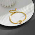 Luck Gold Plated Cubic Zirconia Life Tree Herringbone Chain Bracelet Stainless Steel Tree of Life Snake Chain Bracelet