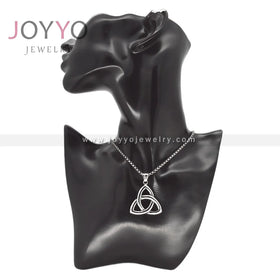 Irish Symbol Eternal Silver Celtic Knot Charms Triangle Shape Stainless Steel Necklace Pendant for Men Women