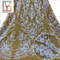 Wholesale White Beaded Embroidered Fabrics Wedding Bridal Handmade Bead Lace Fabric With Sequins Tulle Dress Lace