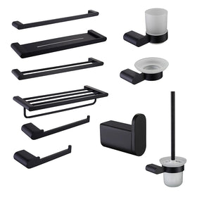 Wall Mounted Bathroom Accessory Set Black Brushed Stainless Steel Holder for Toilet Paper Modern Design Style for Hotels