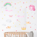 Cartoon Unicorn Sticker Creative Rainbow Stars Hearts Wallpaper Self Adhesive Living Room Decorative Mural TV Background Decal