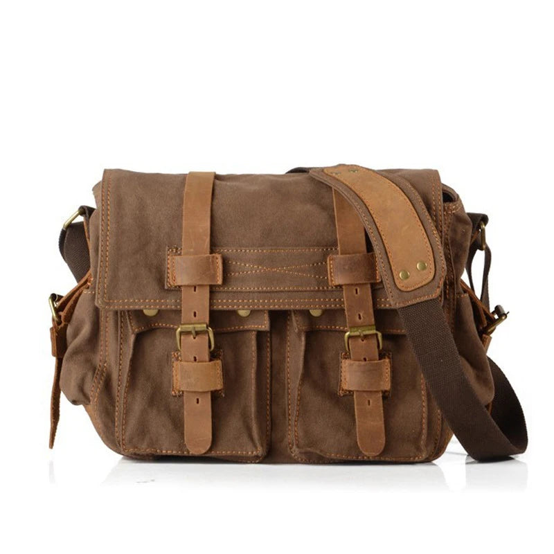 Wholesale Vintage Anti-Theft Crossbody Bag for Men Canvas Leather Sling Messenger Shoulder Bag with Retro Style