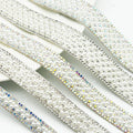 Pearl Applique 3 Yards Rhinestone Strip Self-Adhesive Crystal Rhinestones Pearl Ribbon Trimmings for Dress Shoes