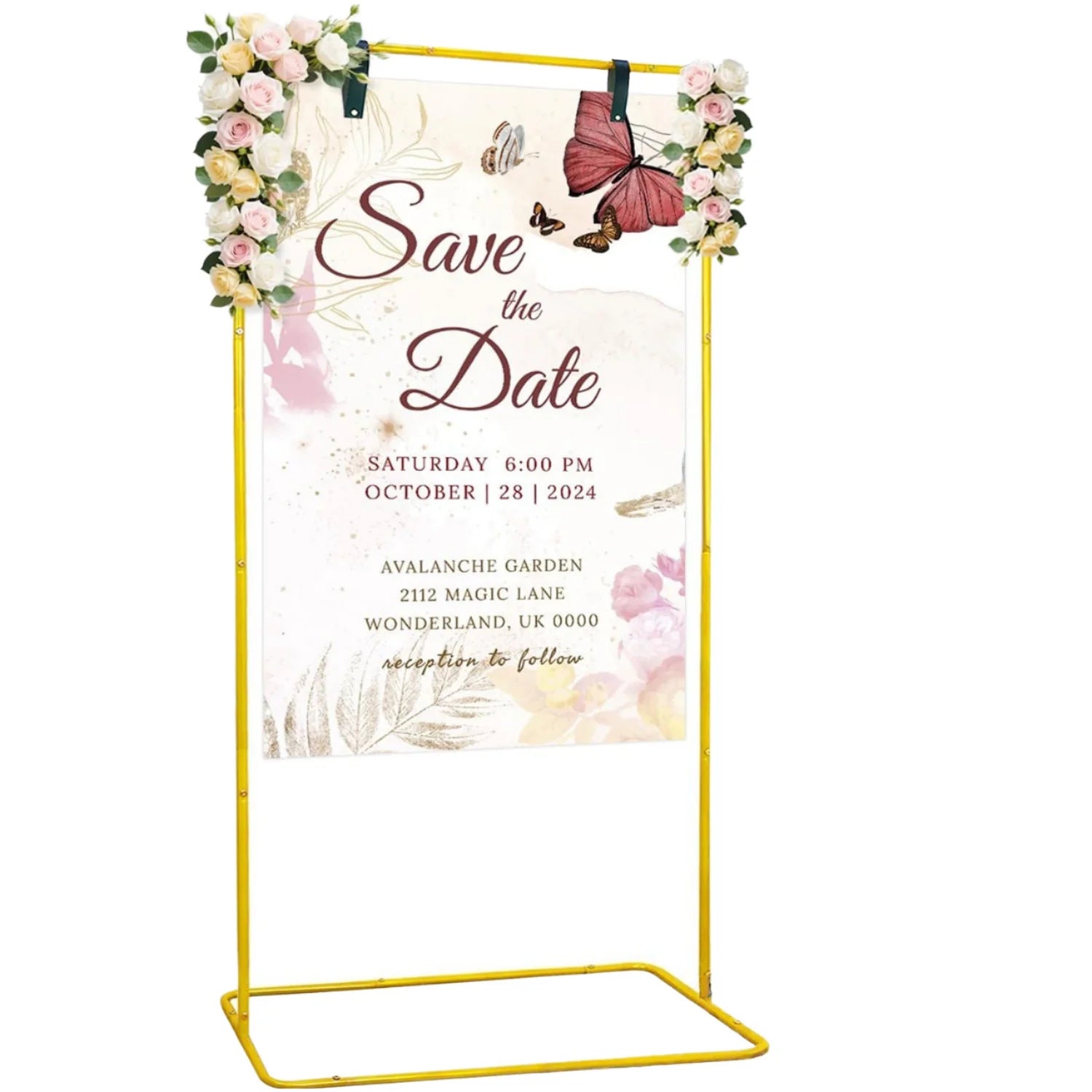Modern Eco-Friendly Polished Wrought Iron Wedding Welcome Arch Bracket Adjustable Square Display Rack Custom Logo Cross-Border