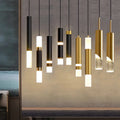Black Gold Luxury Metal Tube Pendant Light Nordic Modern Mini Led Chandelier for Kitchen Bars Hotel Front Desk