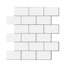 Home Art Wall Tiles 3D Effect Mosaics Sticker 12*12 Inch Light Grey Grout Brick Wall Tiles Waterproof for Bathroom Kitchen