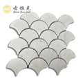 Polished Italian Carrara White Marble Fish Scales Mosaic Tile 10mm Thick Modern Kitchen & Bathroom Interior Wall Parquet Design
