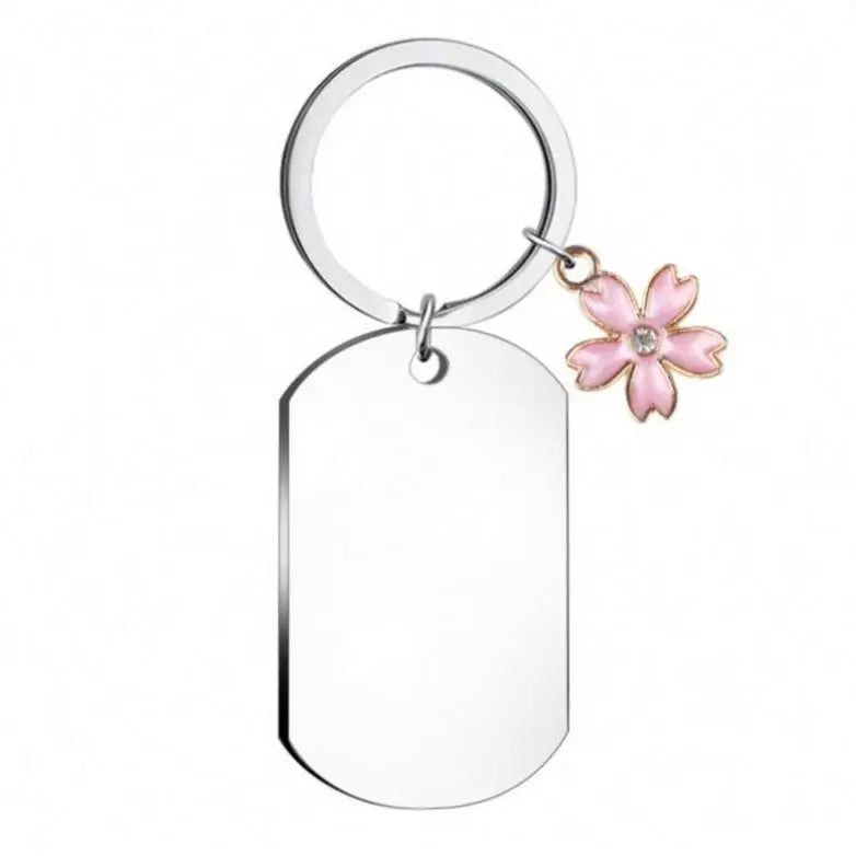 Stainless Steel Keychain Blanks Wholesale Plane Laser Engraving Custom Personalize DIY Blank Metal Keychain with Butterfly Charm