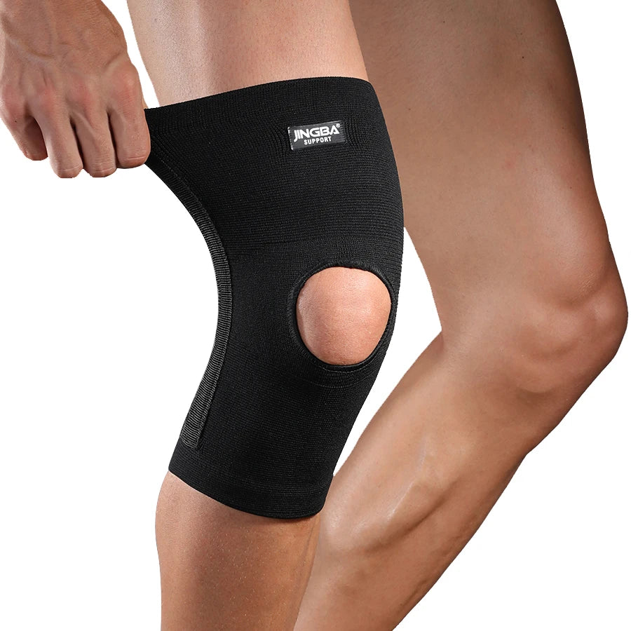 JINGBA Manufacturer Elastic Sports Knee Pad with Side Springs Volleyball Outdoor Knee Support Brace Running Knee Protector