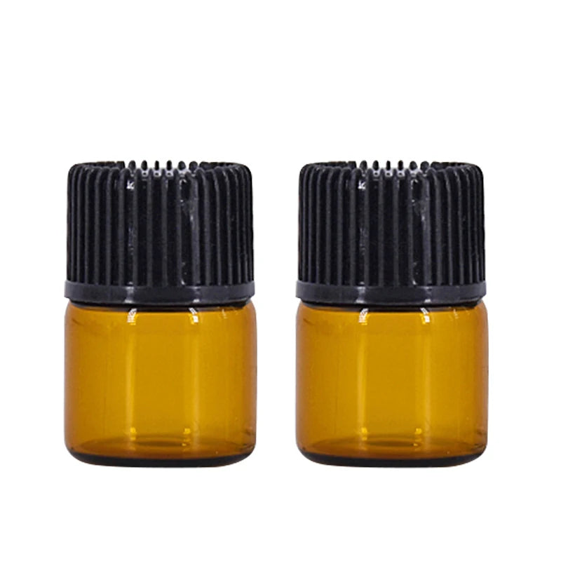 1ml 2ml 3ml 4ml 5ml Vegetable Oil Essence Storing Aromatherapy Black Cap Perfume Amber screw bottle with black cap