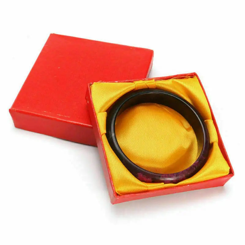 Chinese Natural Beautiful Black Purple Plum Peach Blossom Natural Hand-Carved Jade Bangle Bracelet
